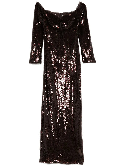 Sequin Off-Shoulder Maxi Dress