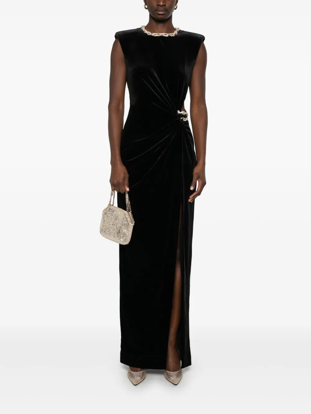 Embellished Velvet Maxi Dress