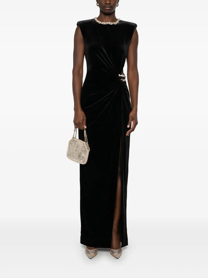 Embellished Velvet Maxi Dress