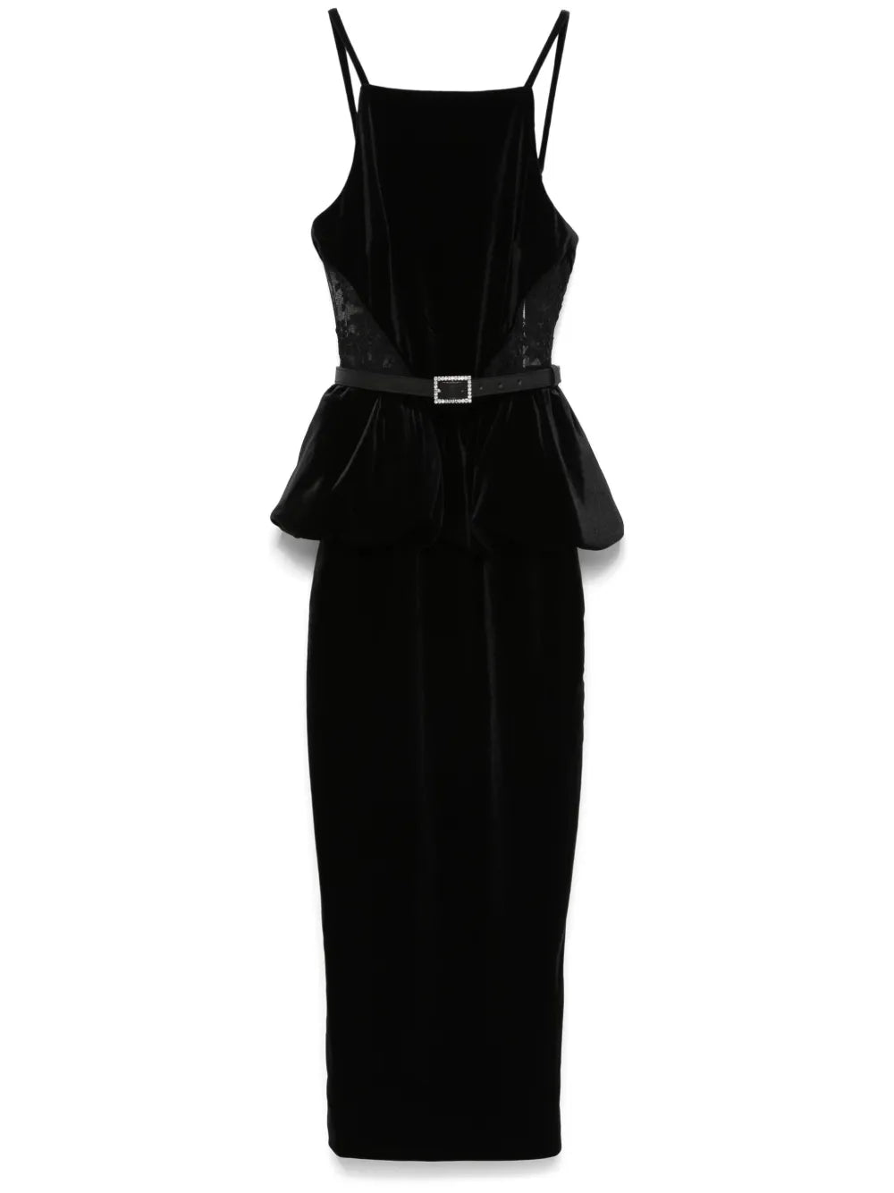 Velvet Peplum Midi Dress