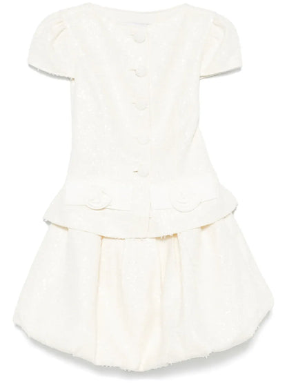 Bow-Detail Bouclé Mini Dress