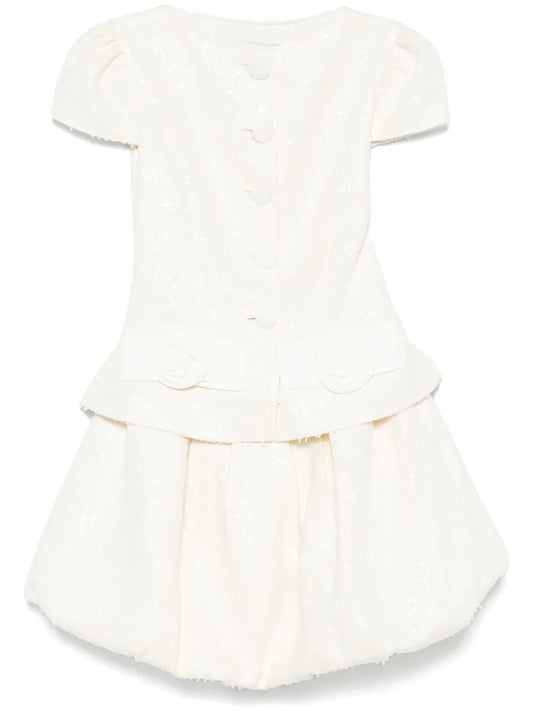 Bow-Detail Bouclé Mini Dress