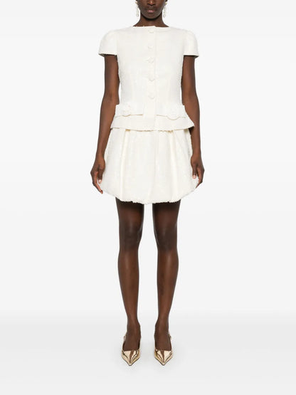 Bow-Detail Bouclé Mini Dress