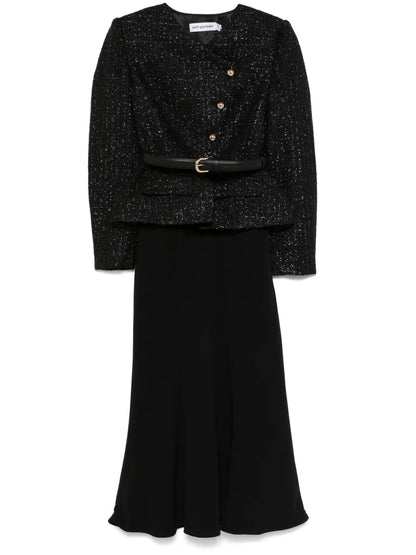 Bouclé Asymmetric Midi Dress