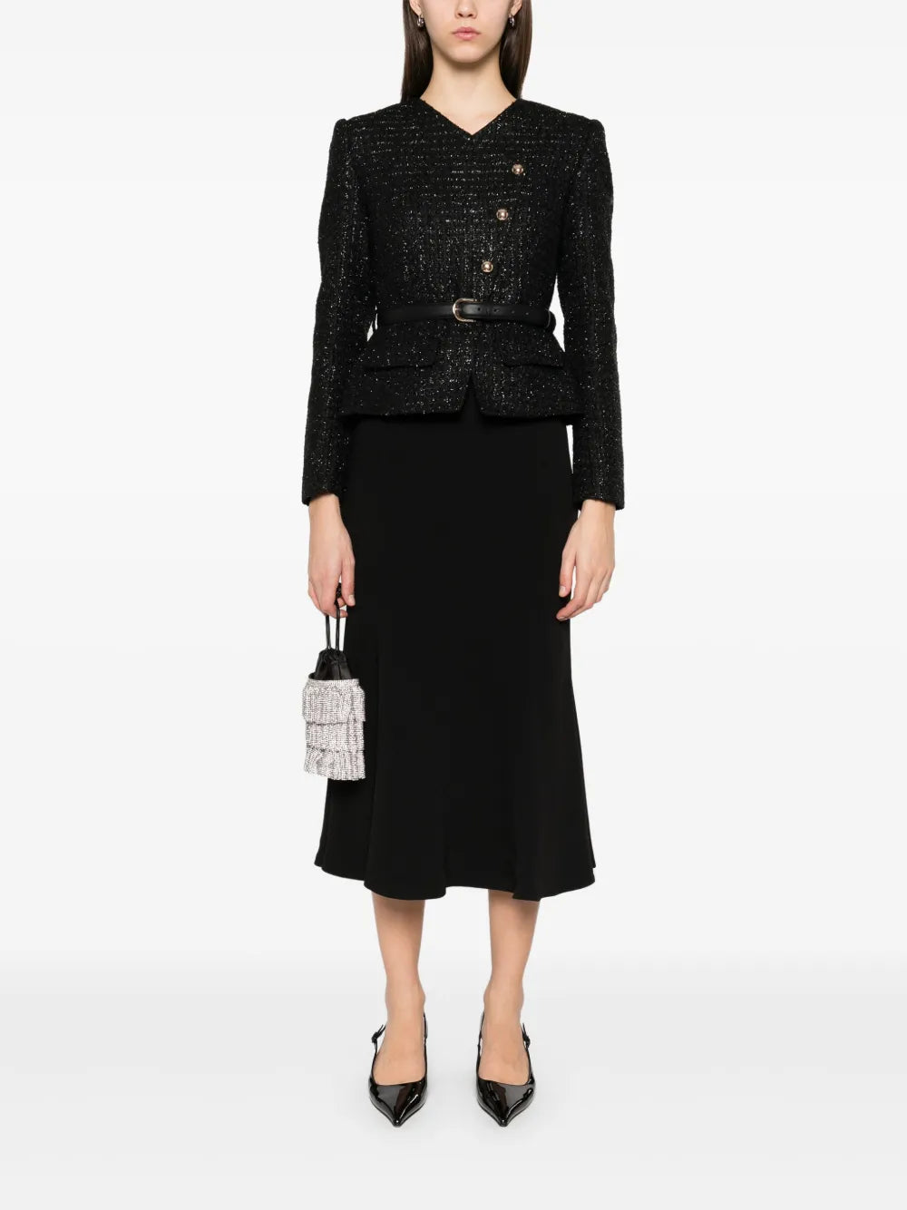 Bouclé Asymmetric Midi Dress