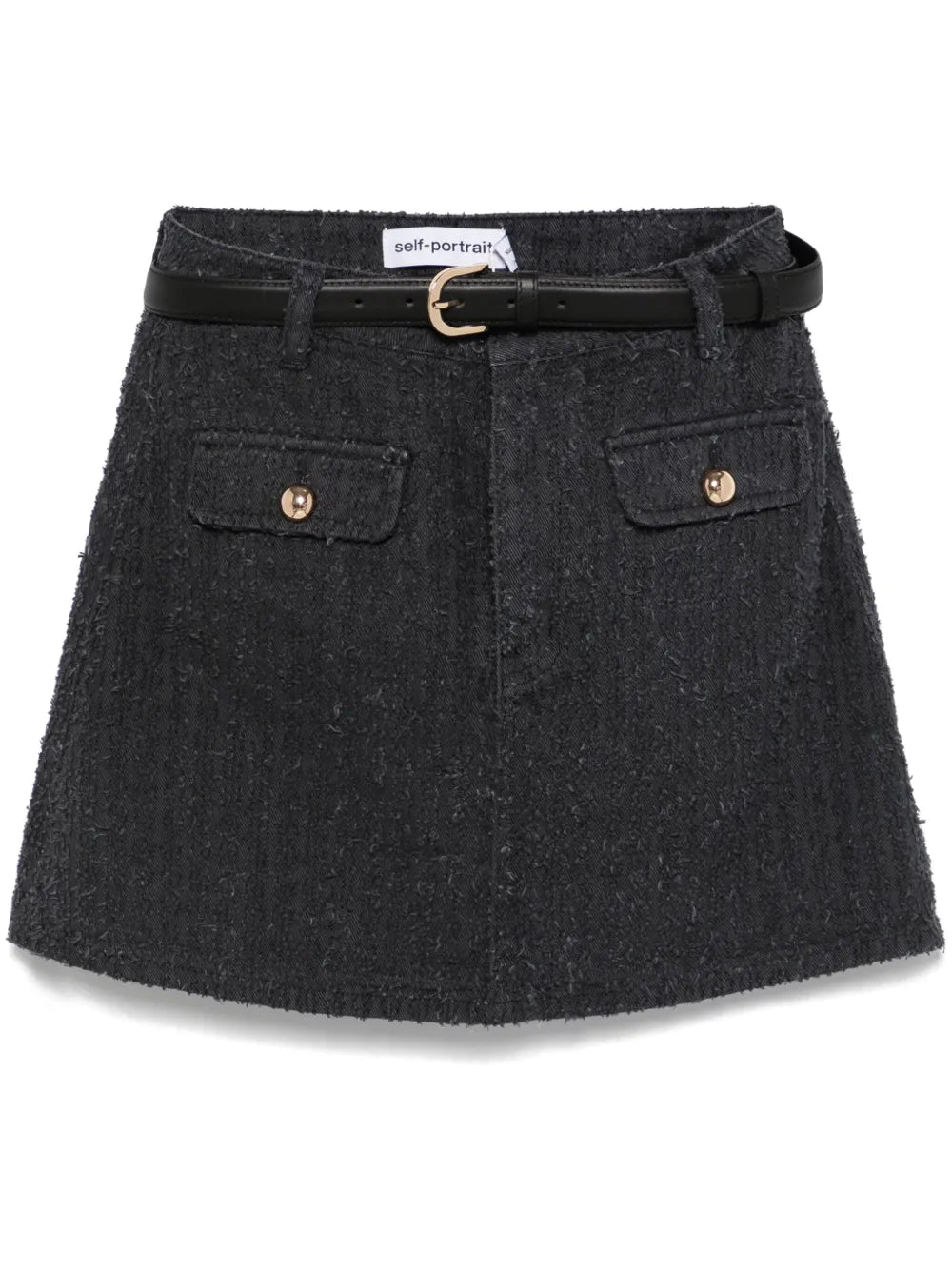 Textured Denim Mini Skirt