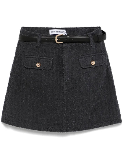 Textured Denim Mini Skirt