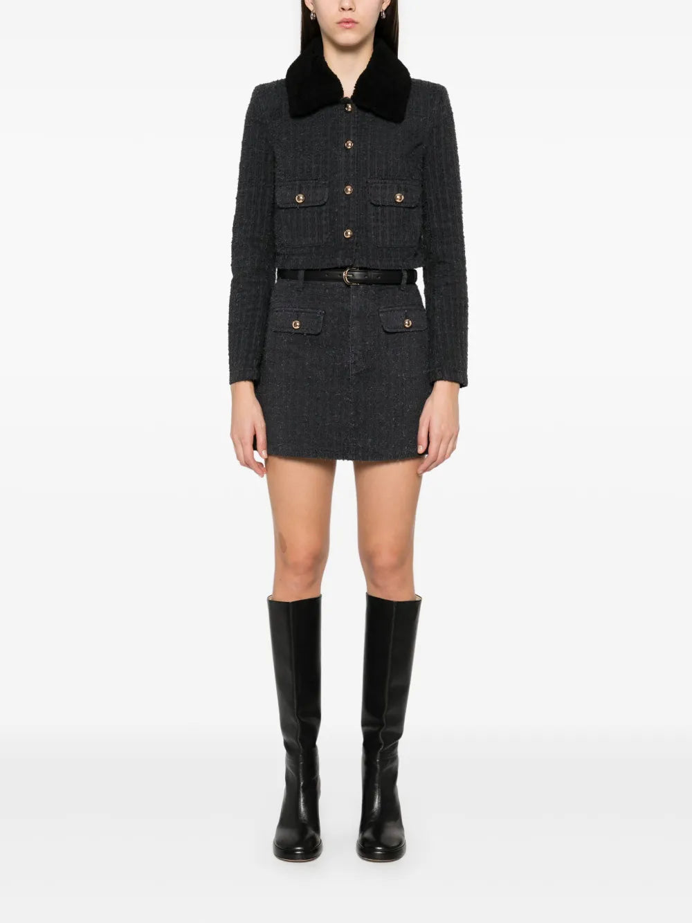 Textured Denim Mini Skirt