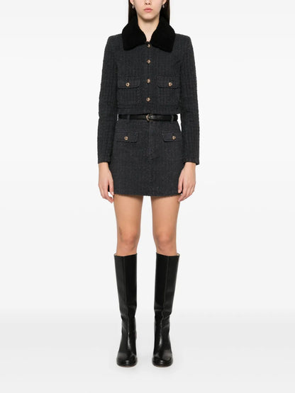 Textured Denim Mini Skirt