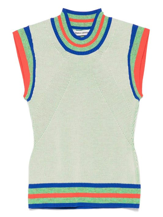 Striped-Border Vest