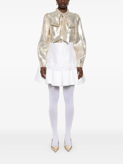Metallic Pussy-Bow Blouse