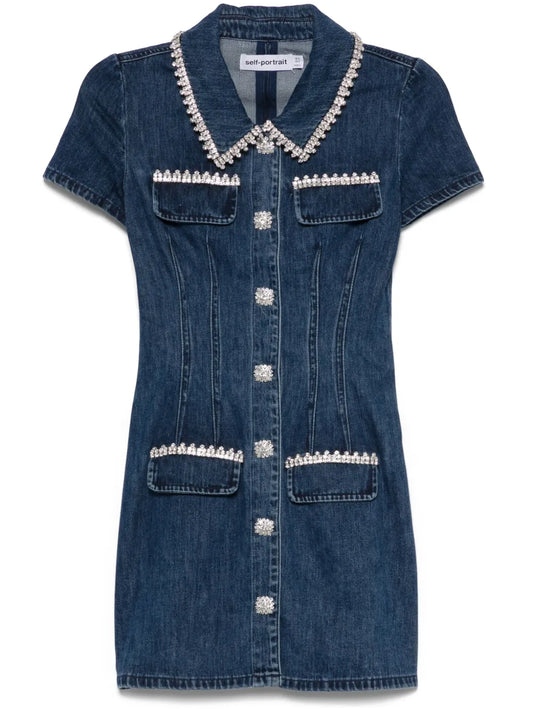 Collared Denim Mini Dress