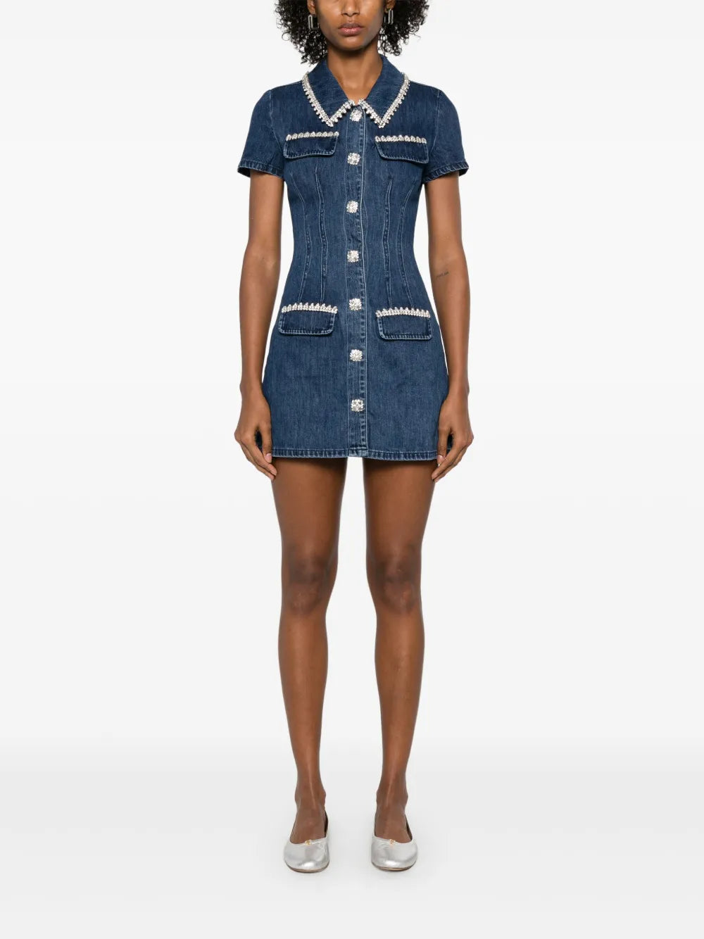 Collared Denim Mini Dress