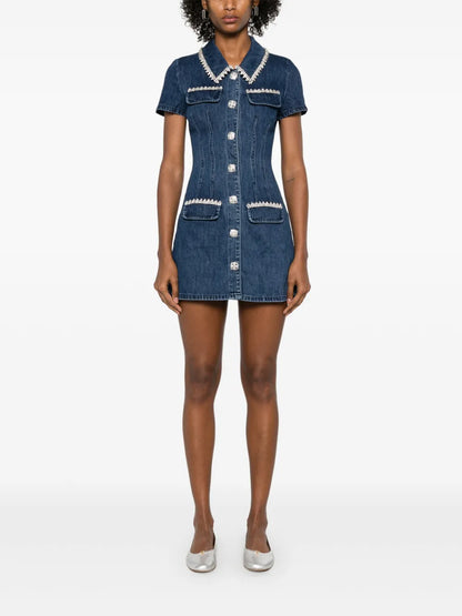 Collared Denim Mini Dress