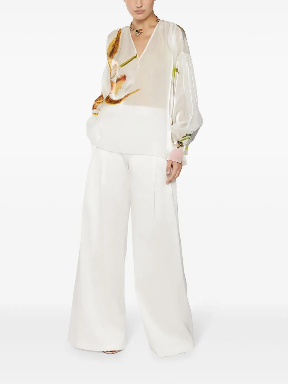Pleat-Detail Palazzo Pants