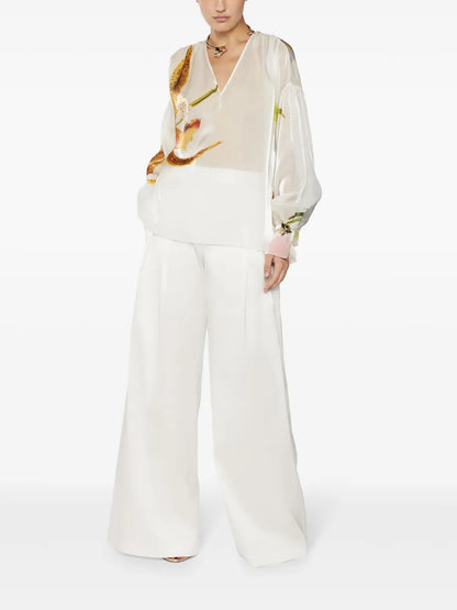 Pleat-Detail Palazzo Pants