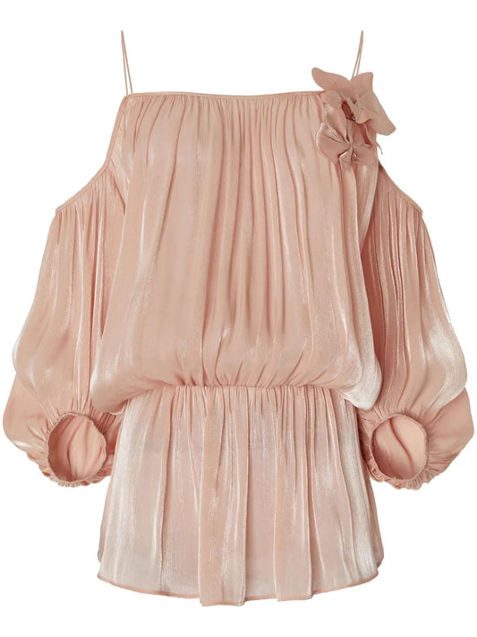 Floral-Appliqué Blouse
