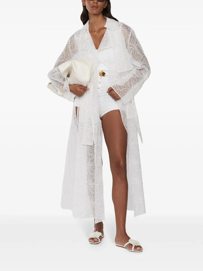 Floral-Embroidered Coat