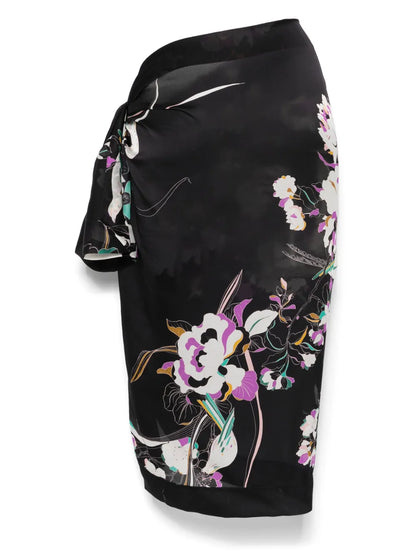 Floral-Print Silk Pareo