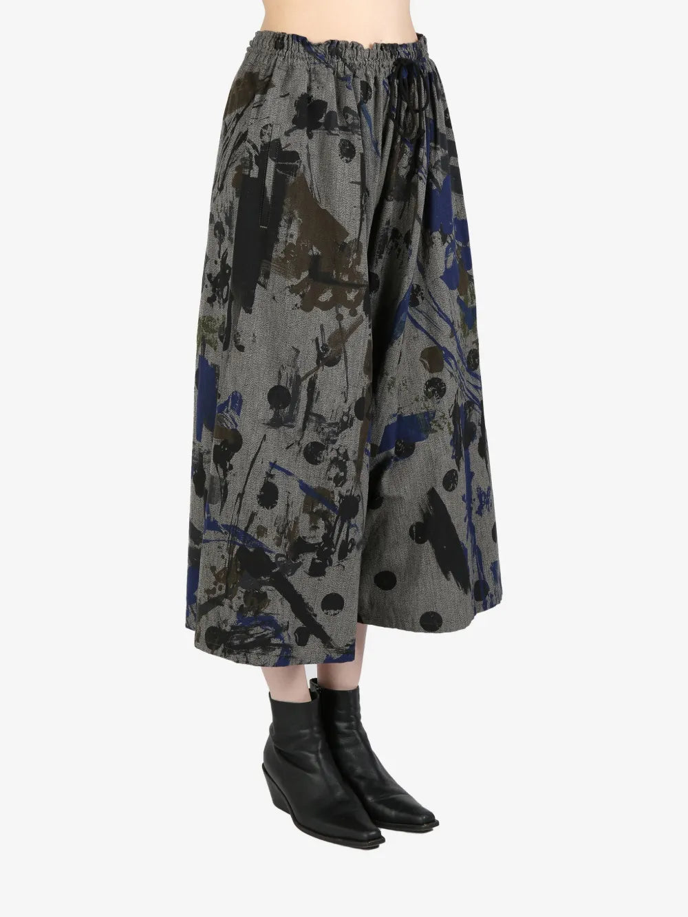 Abstract-Print Cropped Trousers