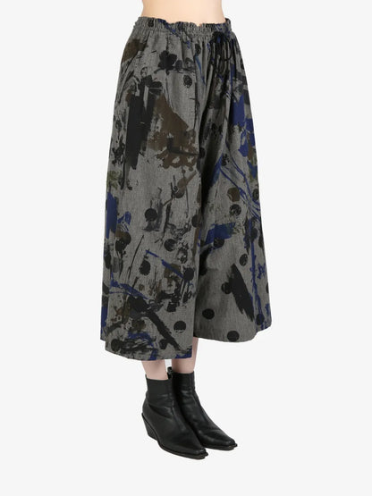 Abstract-Print Cropped Trousers