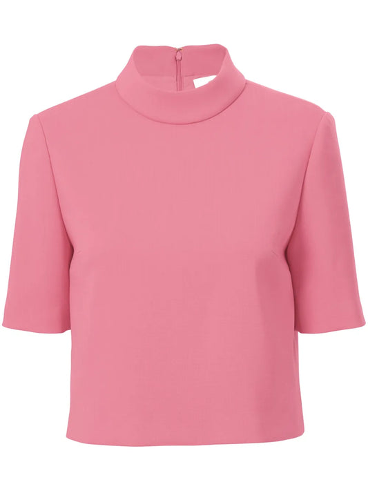 Short-Sleeve Mock-Neck Top