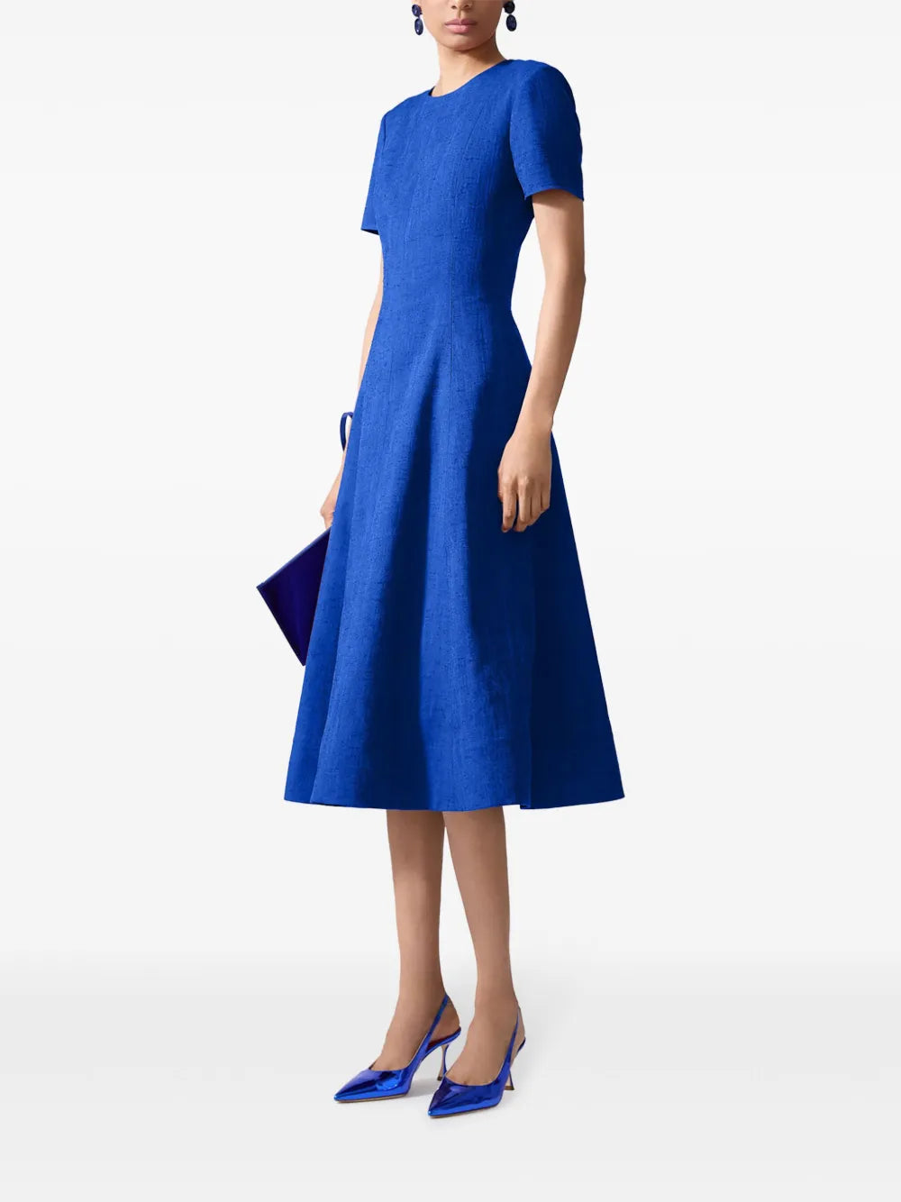 Short-Sleeve Crew-Neck Midi Dress
