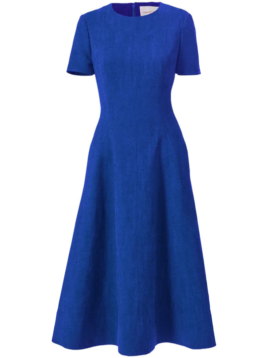 Short-Sleeve Crew-Neck Midi Dress