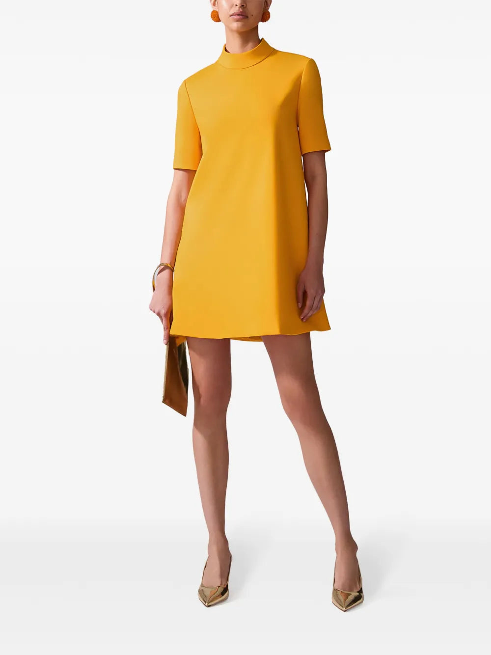 Mock-Neck A-Line Mini Dress