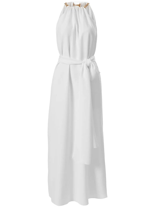 Chain-Strap Halterneck Midi Dress