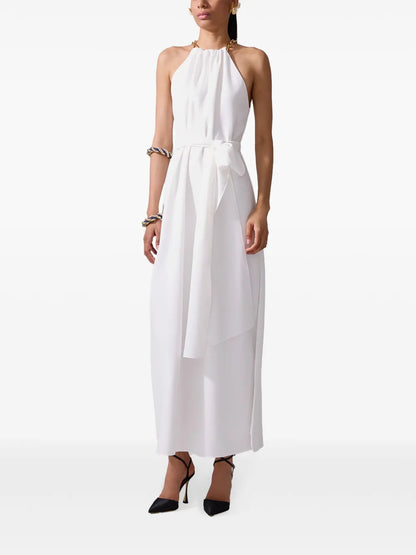 Chain-Strap Halterneck Midi Dress