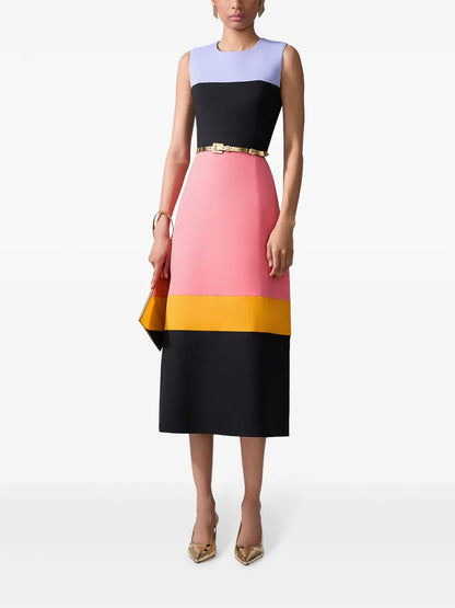 Sleeveless Colourblock Midi Dress