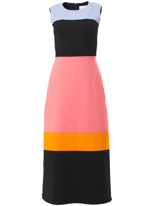 Sleeveless Colourblock Midi Dress
