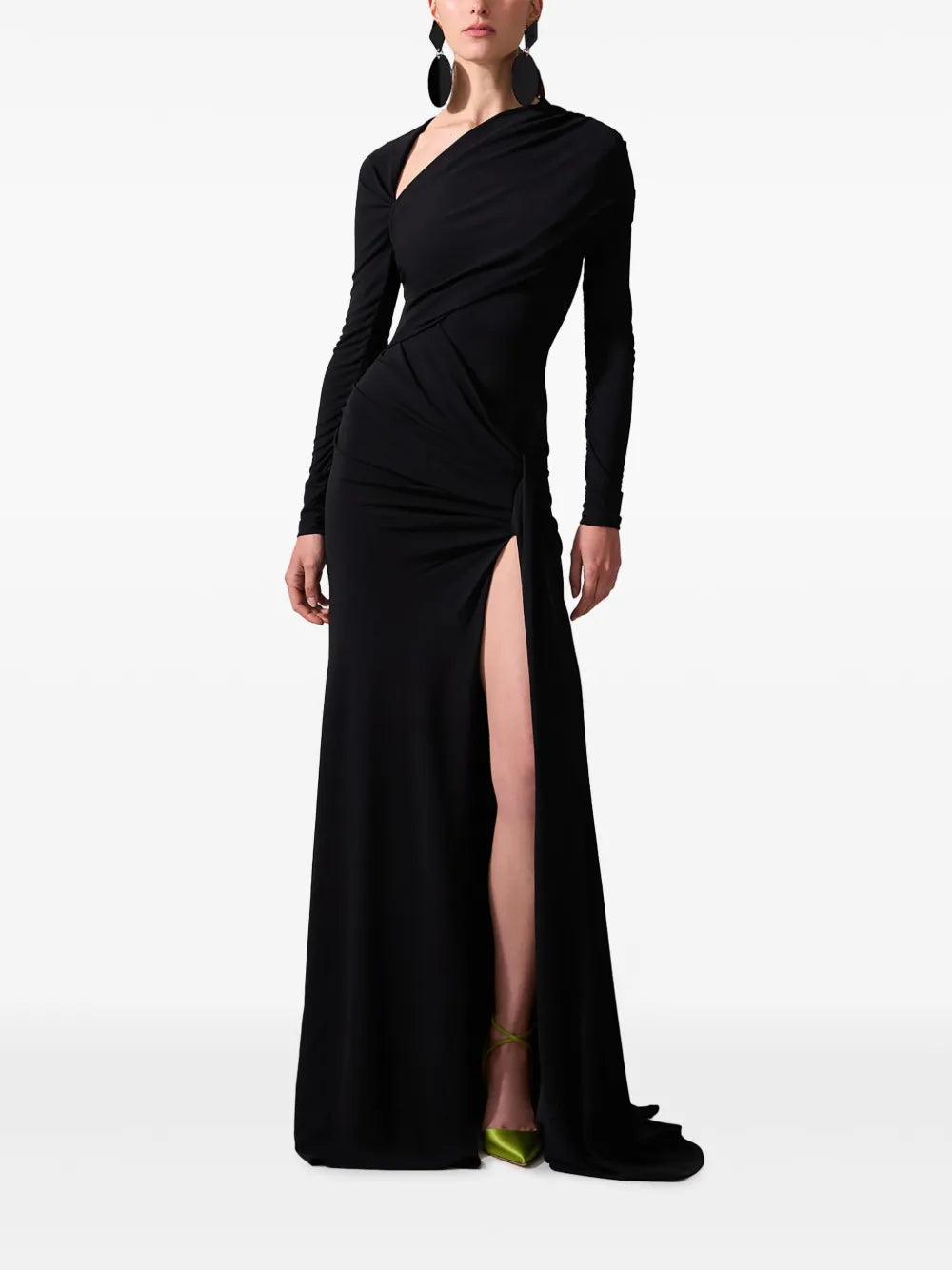 Draped Long-Sleeve Gown