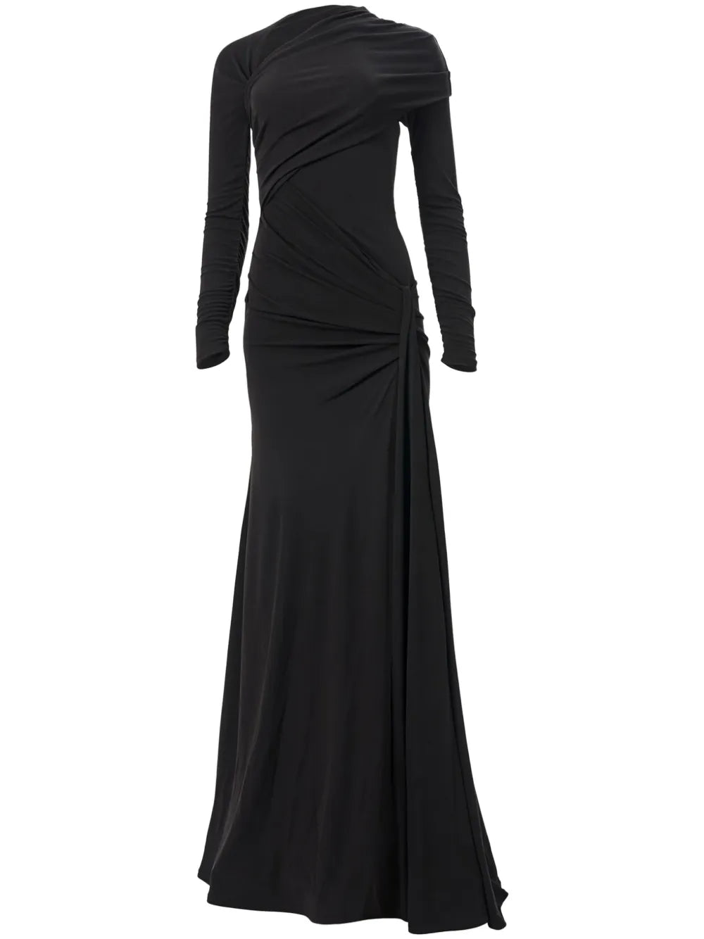 Draped Long-Sleeve Gown