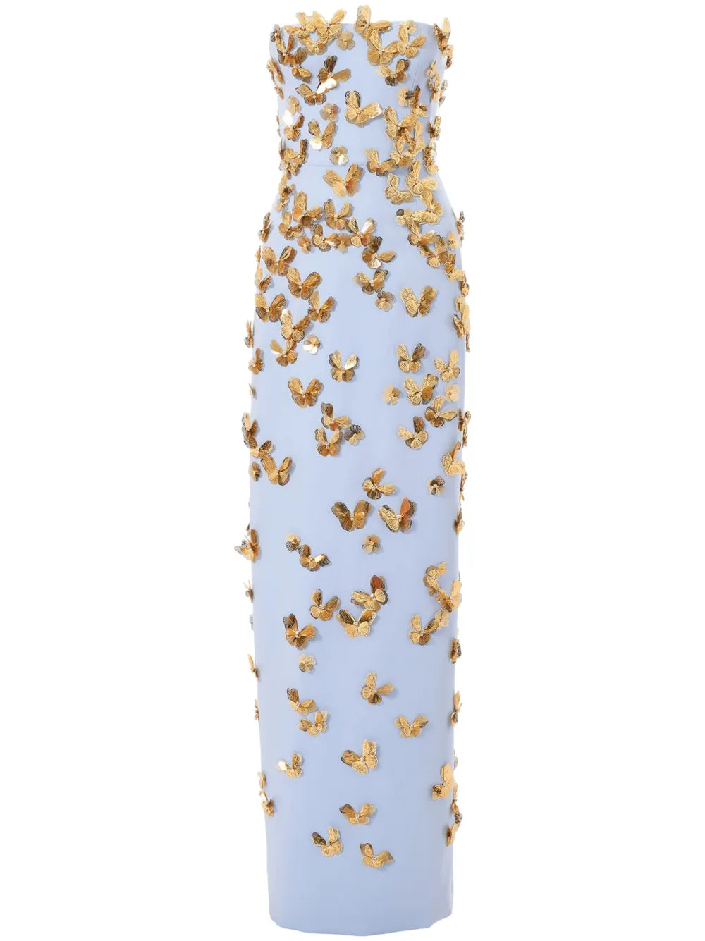 Butterfly-Appliqué Strapless Gown