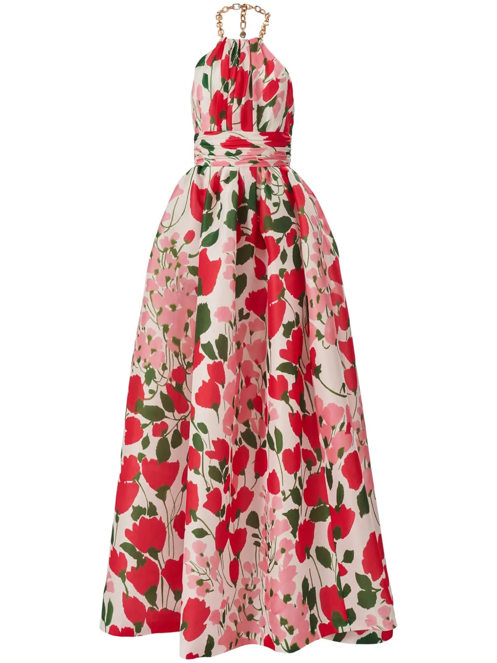 Floral-Print Halterneck Gown