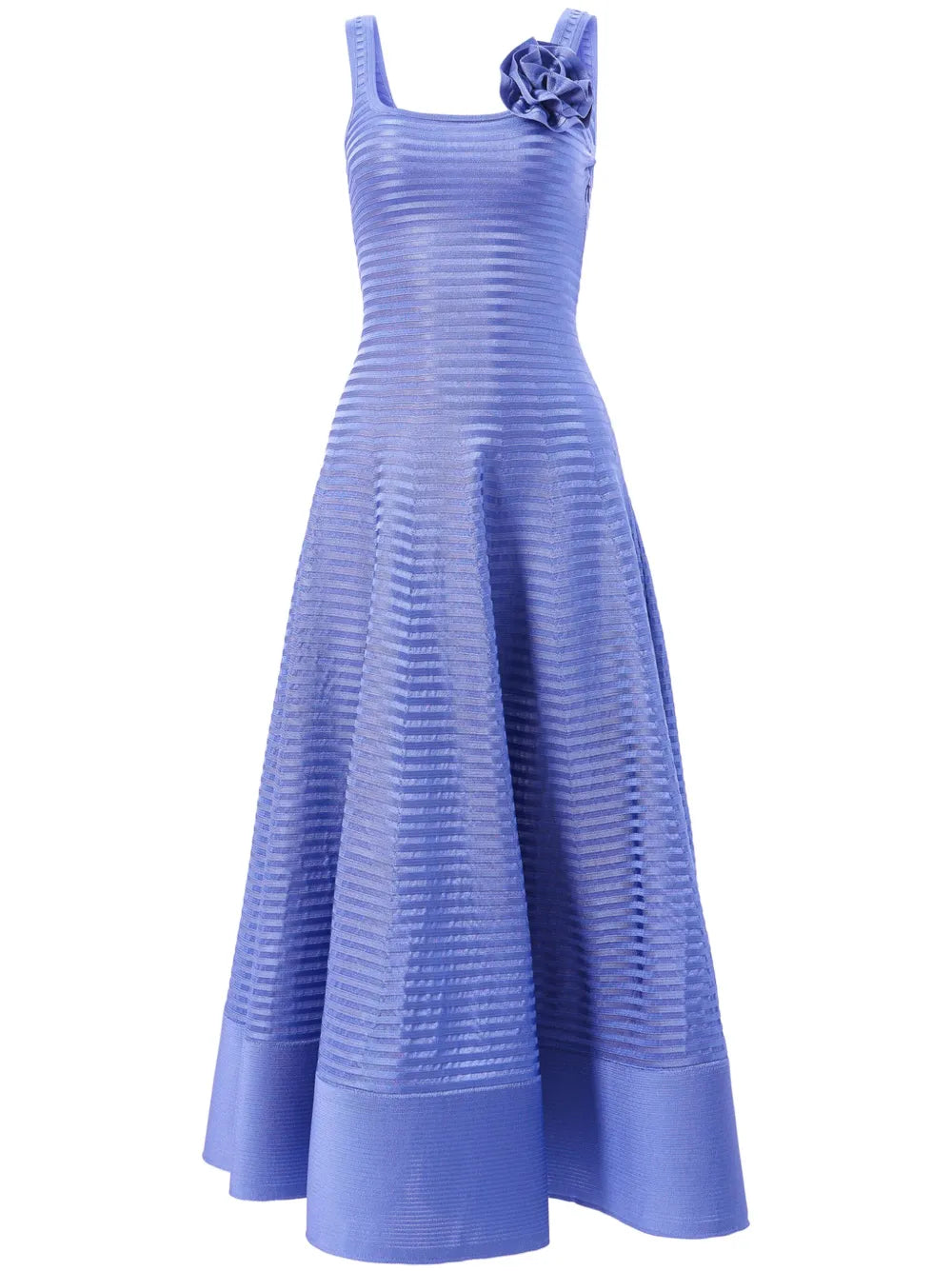 Rosette-Appliqué Stripe-Knit Dress