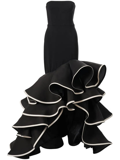 Ruffled Strapless Gown