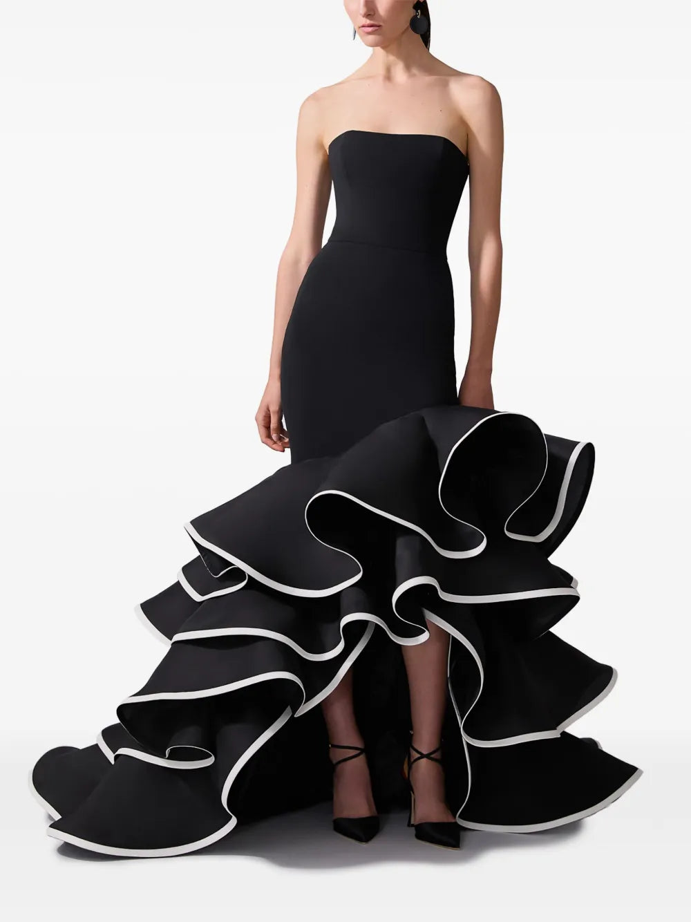 Ruffled Strapless Gown