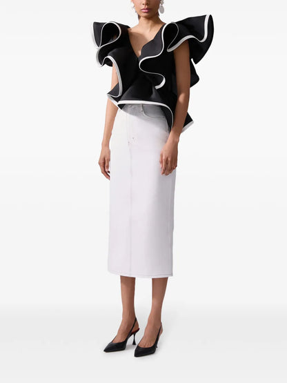 Ruffled V-Neck Top