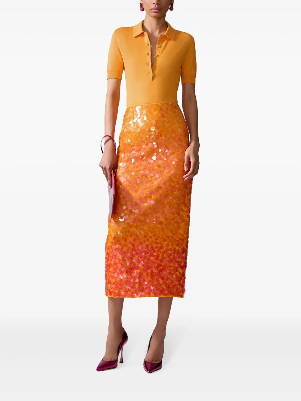 Ombré-Effect Sequinned Midi Skirt