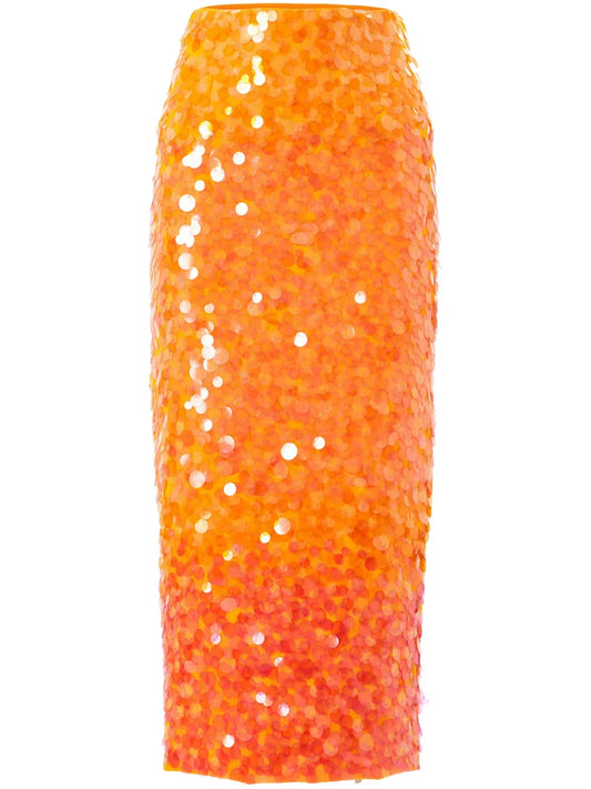 Ombré-Effect Sequinned Midi Skirt