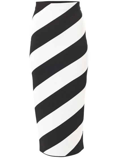 Striped Knitted Pencil Skirt