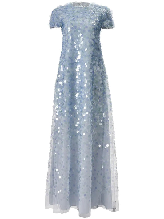 Sequinned Short-Sleeve Gown