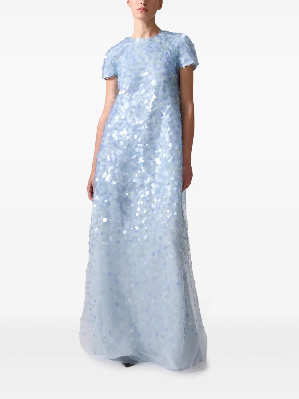 Sequinned Short-Sleeve Gown