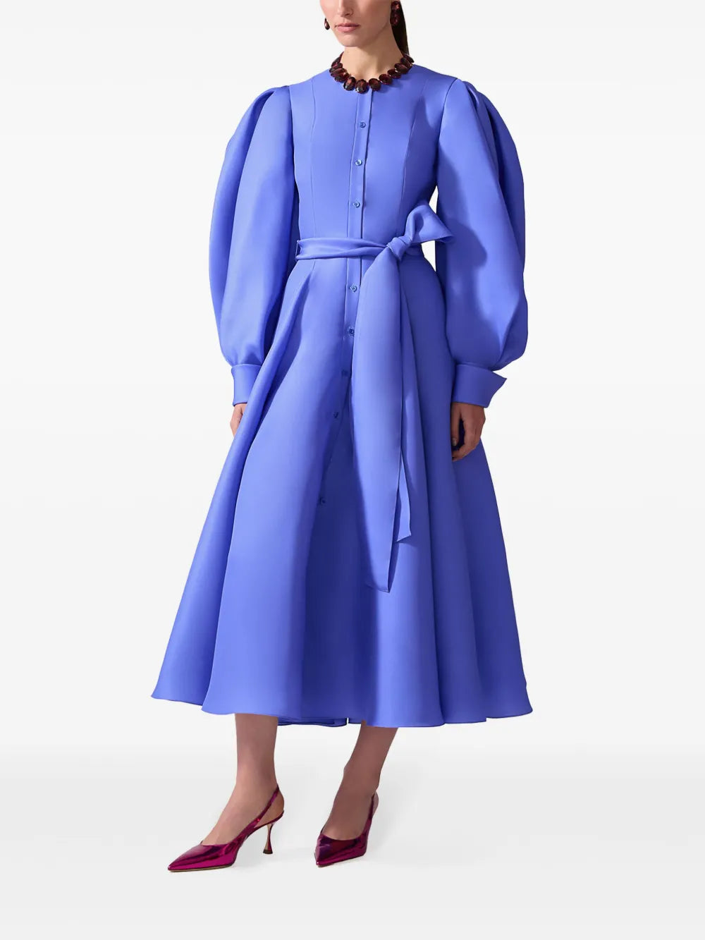 Puff-Sleeve Shirt Dress