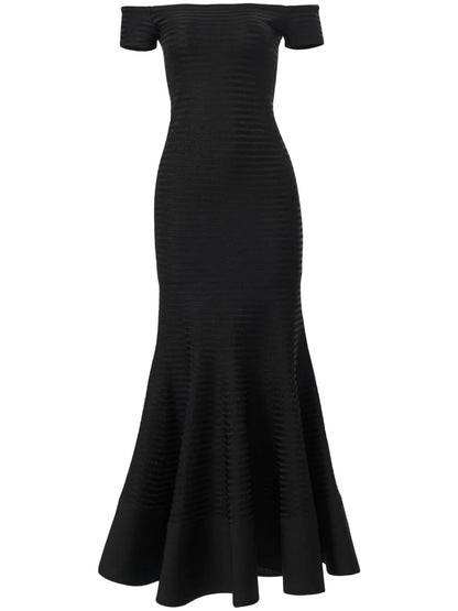 Striped Off-Shoulder Maxi Dress