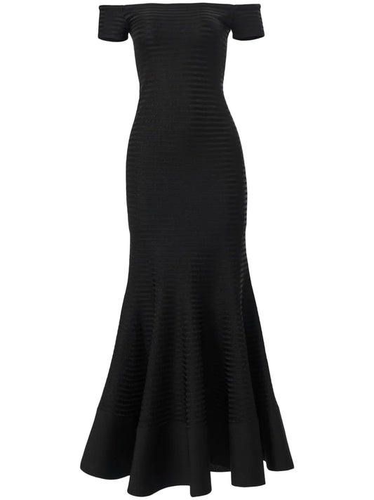 Striped Off-Shoulder Maxi Dress