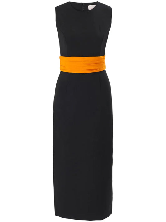 Cummerbund-Waist Midi Dress